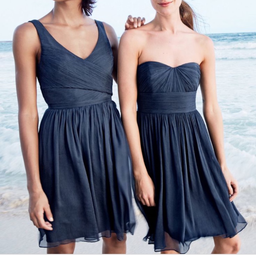 J. Crew Newport Navy Silk Chiffon Heidi Dress 4
